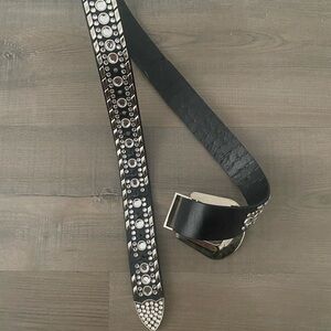 Black Leather Studded Belt